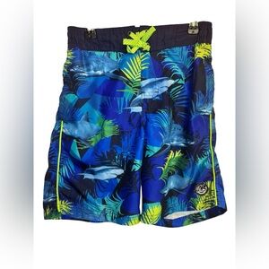 ZeroXposur Neon Green and Navy Swim Shorts Boys 8